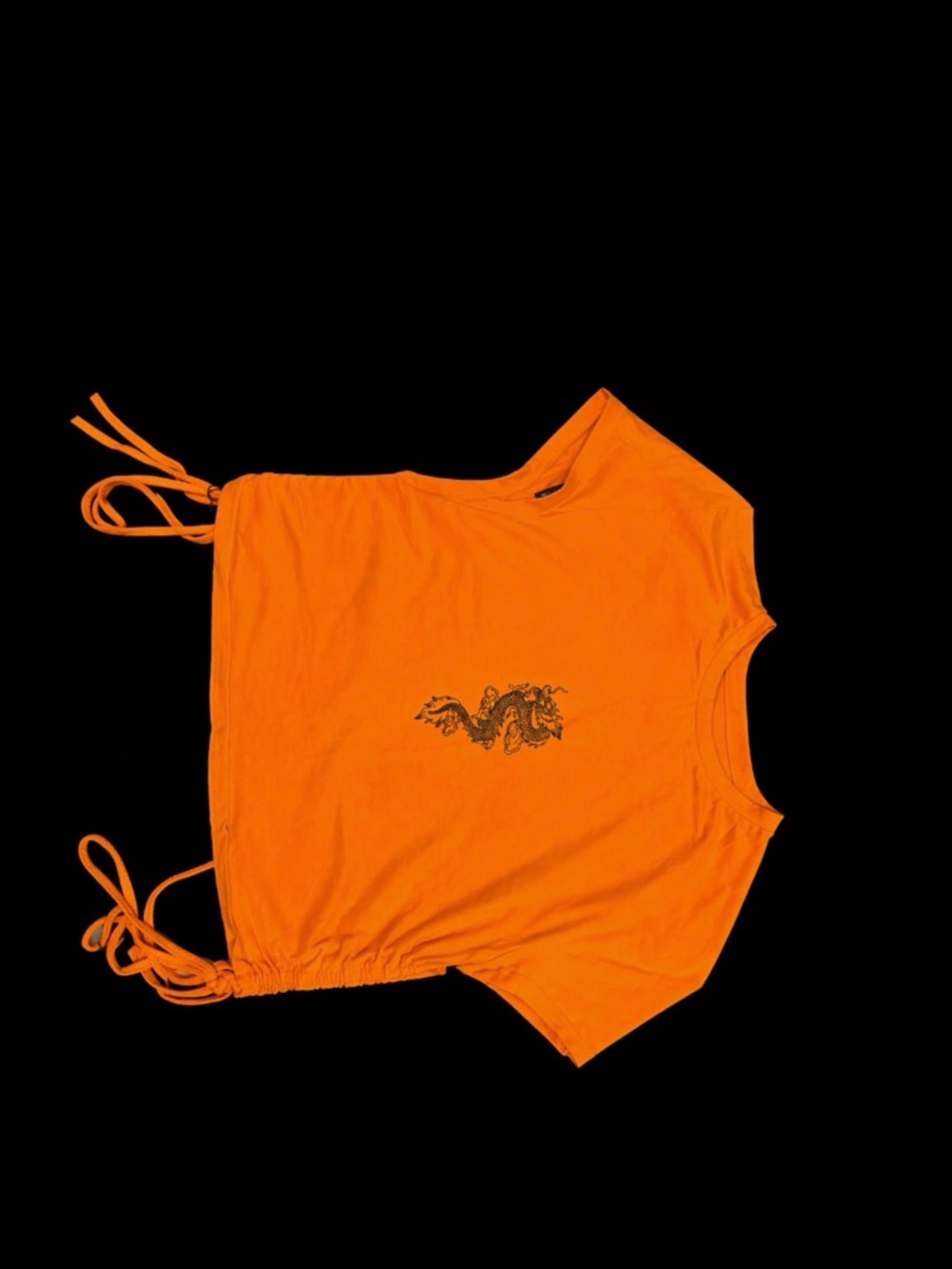 SHEIN Orange Dragon Graphic Crop Top